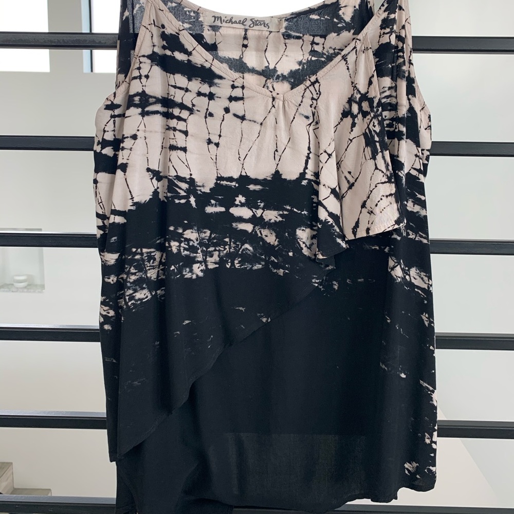 Michael stars tie dye black camisole top